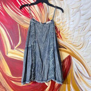 Altar'd State Green/Blue Mineral Wash Mini Dress Babydoll sz M